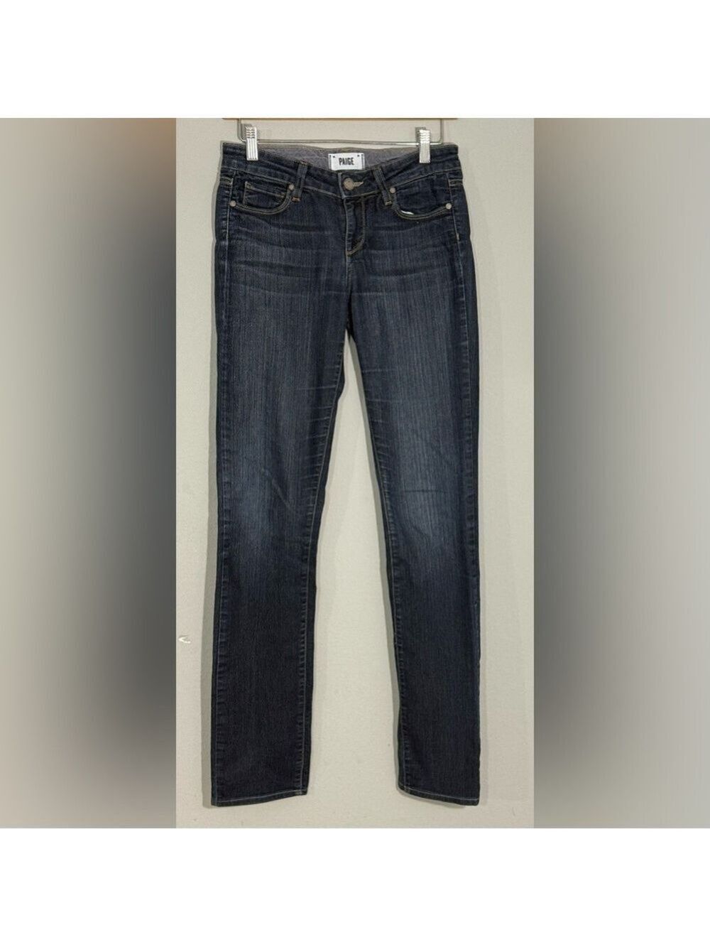 Paige Skyline Straight Mid Rise Dark Wash Denim Jeans 26 Womens